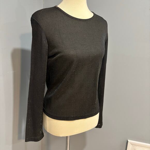 Black and gold semi-sheer sparkle top, Size M - Picture 2 of 8